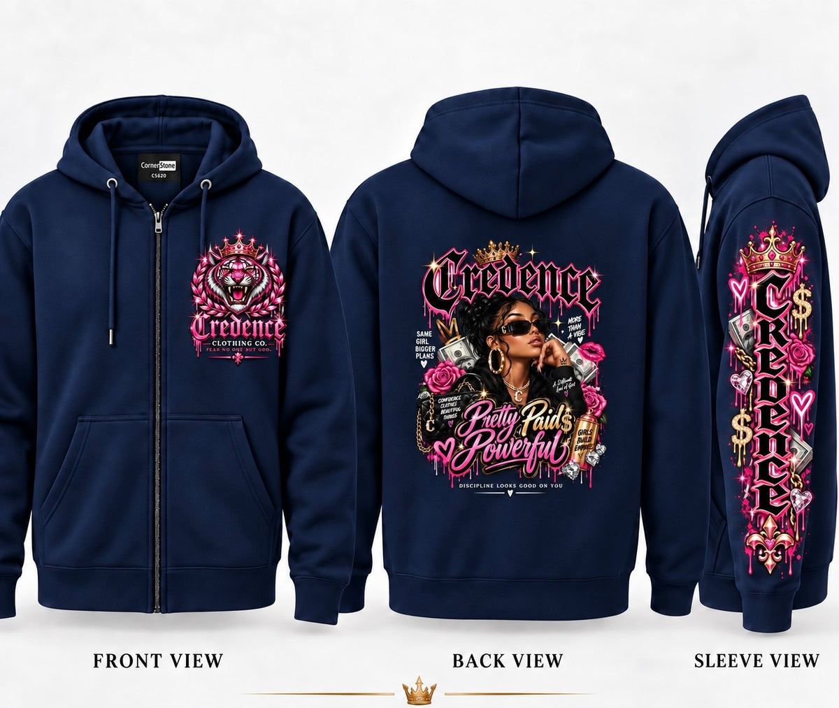 Credence zip up hoodie pink