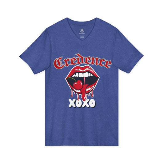 Xoxo women’s jersey v-neck T-shirt (short sleeve